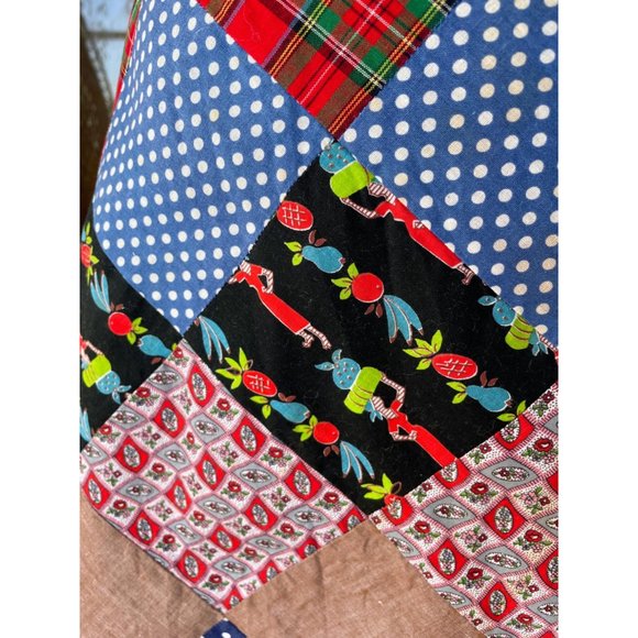 Vintage 1930s Patchwork Ric-Rac Cotton Half Apron - Picture 4 of 9